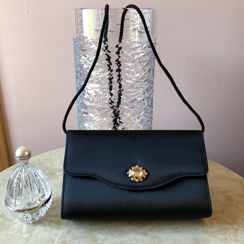 Caroline Barton UK black silky clutch